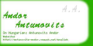 andor antunovits business card